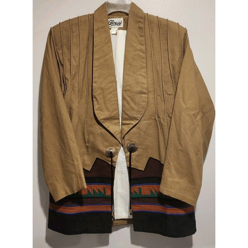 Girasol Southwestern Blazer Tassels Boho Festival Artsy Jacket Large